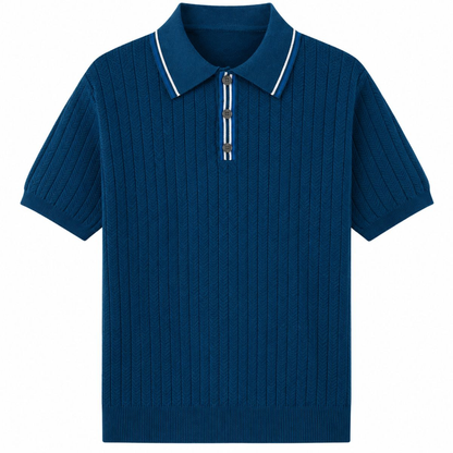 Ashford Geripptes Strick-Poloshirt